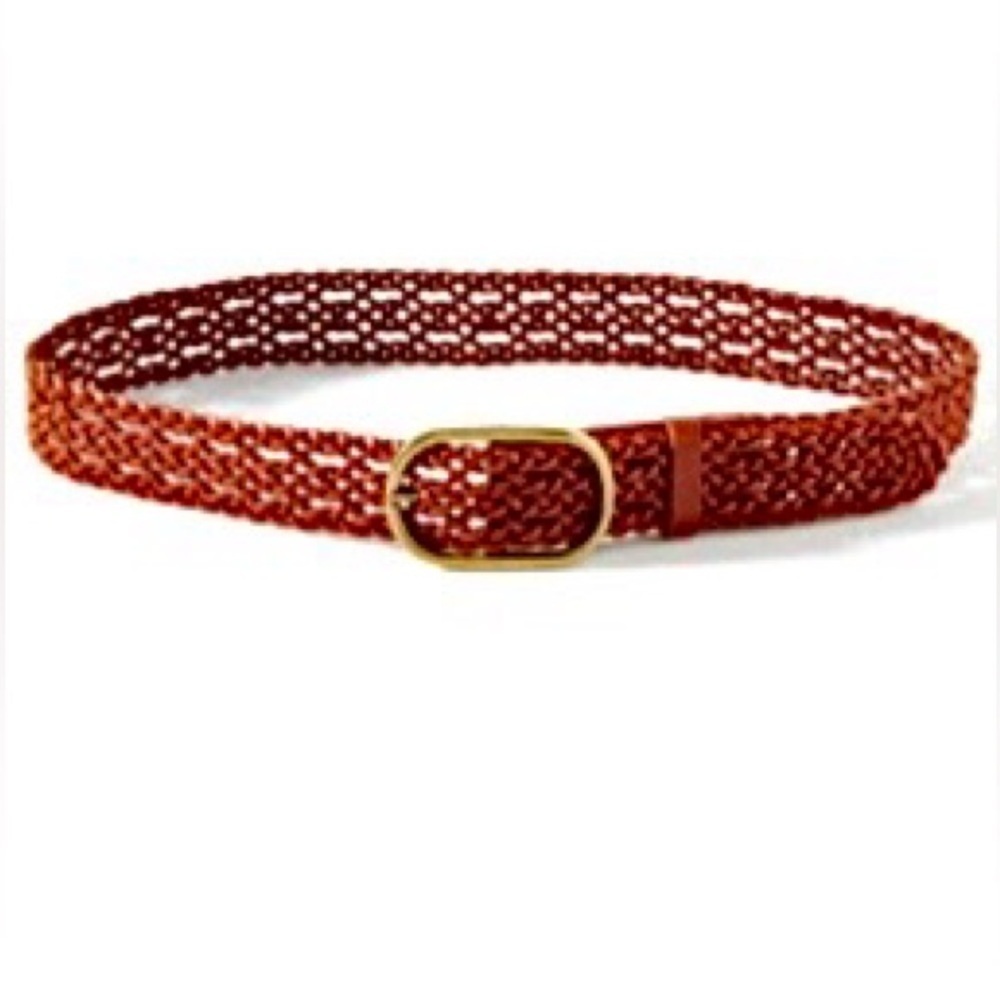 RARE ANTHROPOLOGIE NWT Braided Leather Belt- Brown—S